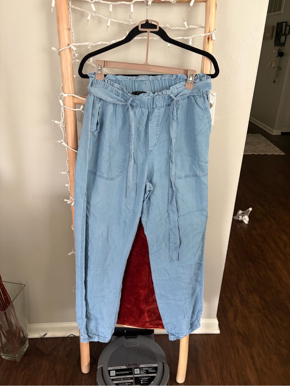 Papaya Light Blue Drawstring Paperbag Waist Joggers